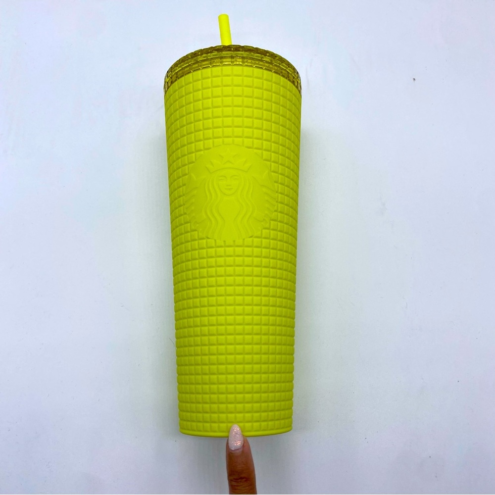 Starbucks Meadow Yellow Grid Soft Touch Tumbler Venti 24 oz